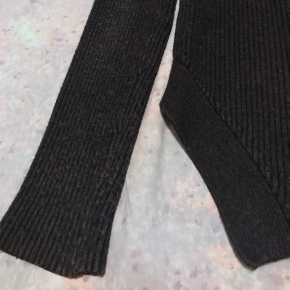 3/ $30 or FREE WITH PURCHASE over $40 Black Ribbed Mock Neck Split Hem Sweater - Picture 16 of 16